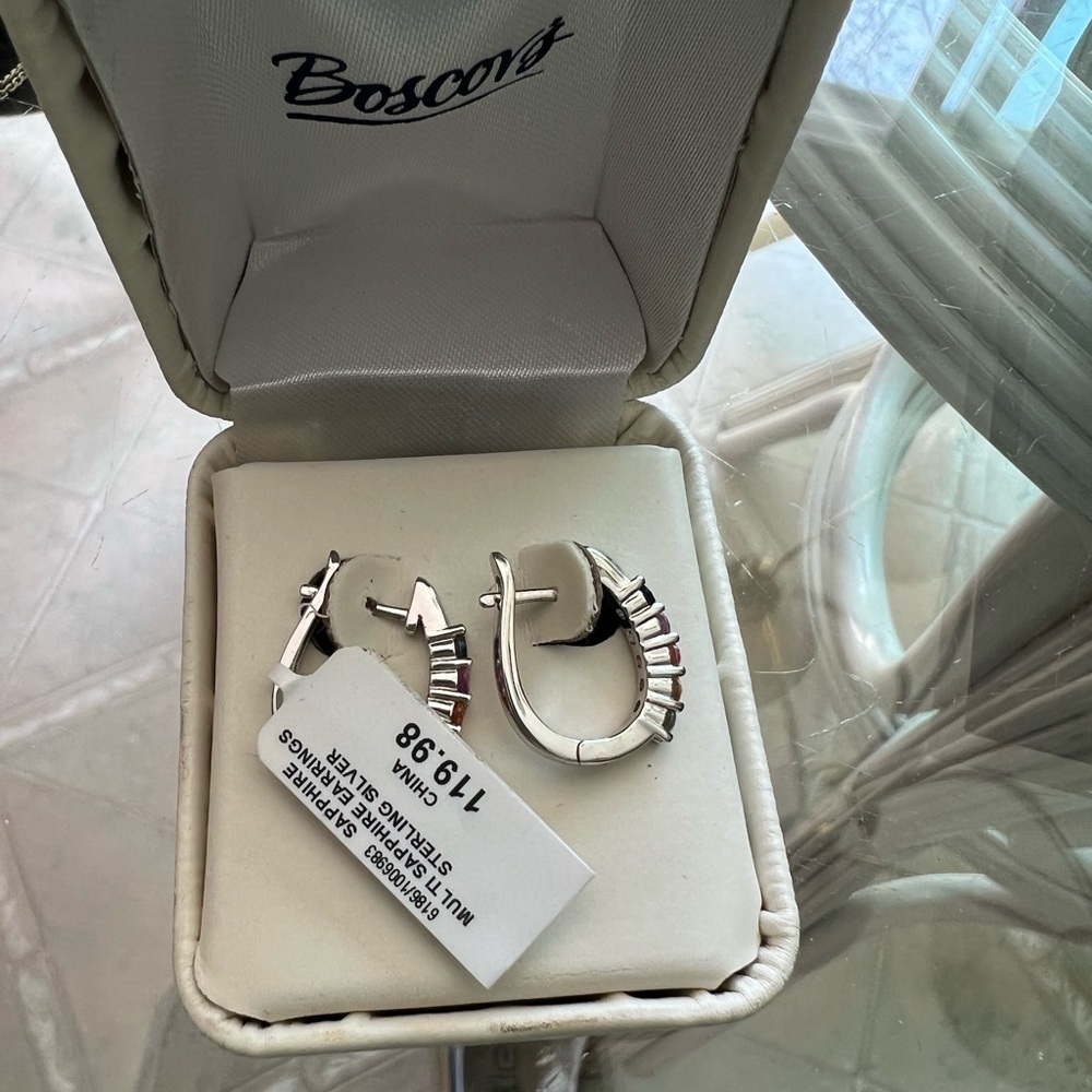NWT Sterling Silver Multi colored Sapphire Earrings